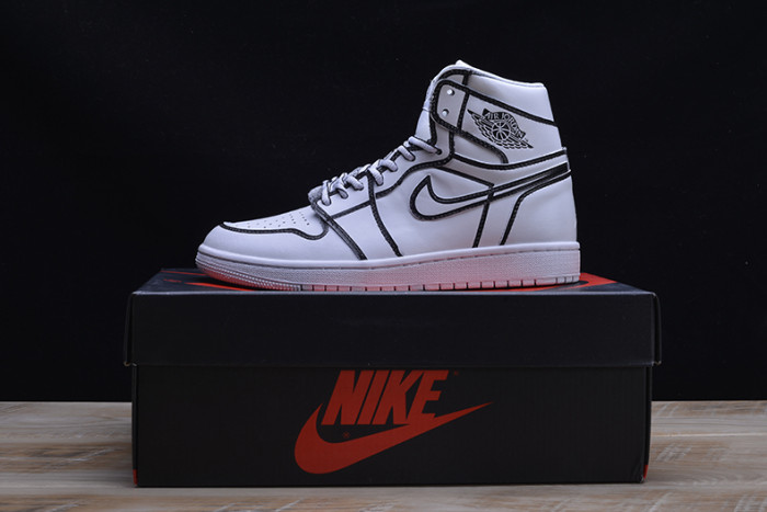 nike air jordan 1 retro “comic 3d pencil” white hand-painted mens aa4724-110