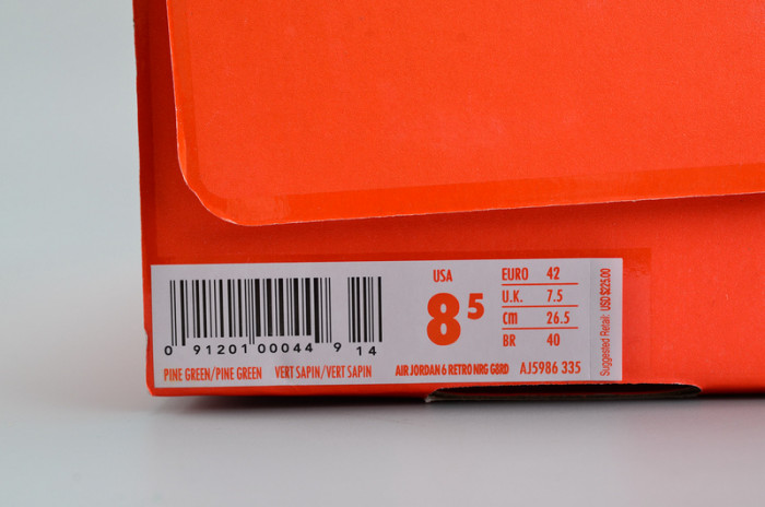 air jordan 6 retro nrg g8rd "gatorade" pine green mens aj5986-335