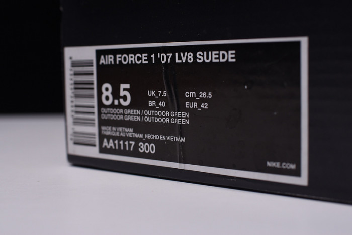 nike air force 1 ´07 lv8 suede outdoor green brand aa1117-300