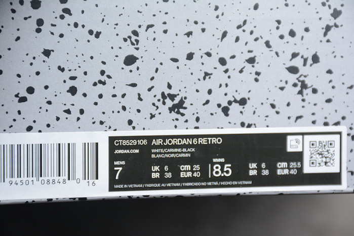 air jordan 6 retro "carmine" (2021)ct8529-106