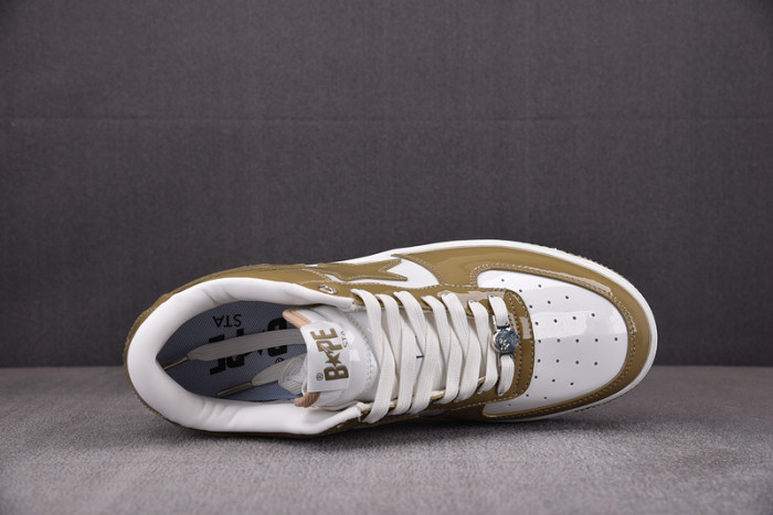 A Bathing Ape Bape Sta Patent Leather White Khaki 1I70-291-022