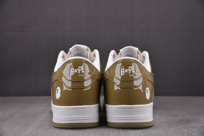 A Bathing Ape Bape Sta Patent Leather White Khaki 1I70-291-022