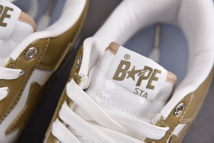 A Bathing Ape Bape Sta Patent Leather White Khaki 1I70-291-022