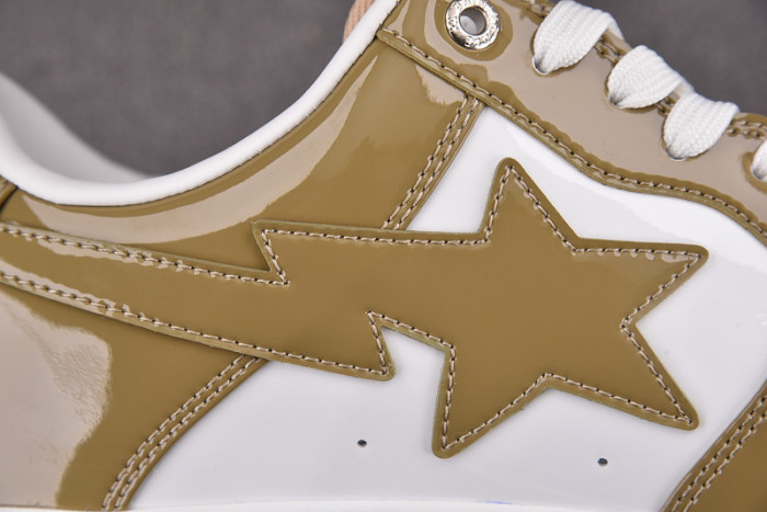 A Bathing Ape Bape Sta Patent Leather White Khaki 1I70-291-022