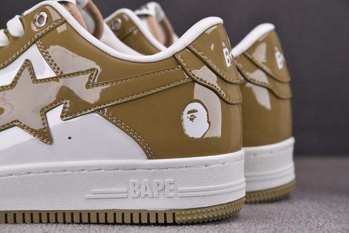 A Bathing Ape Bape Sta Patent Leather White Khaki 1I70-291-022