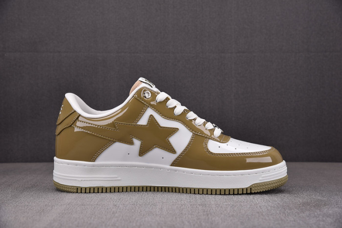 A Bathing Ape Bape Sta Patent Leather White Khaki 1I70-291-022
