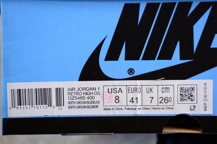 air jordan 1 high og ‘unc toe’ dz5485-400