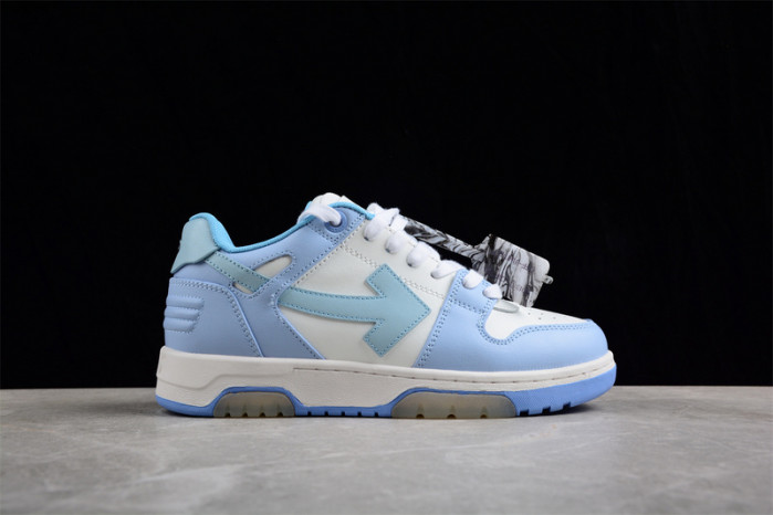 OFW OOO Low Out Of Office Calf Leather White Light Blue OMIA189S21LEA0010140