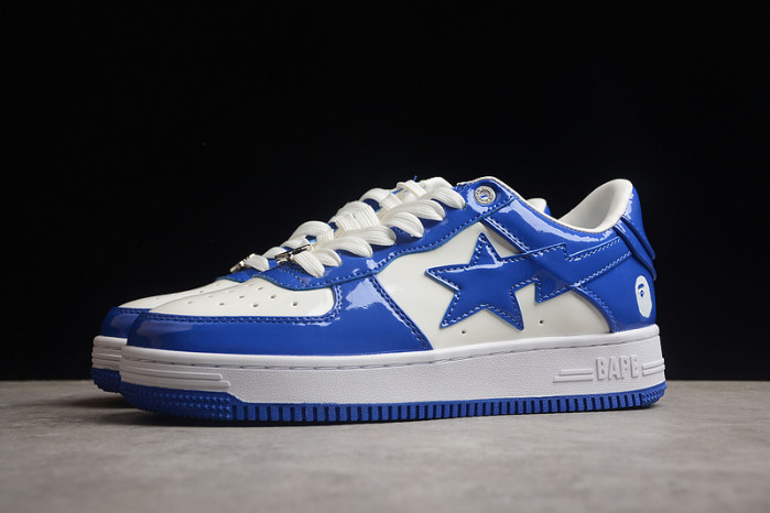 A Bathing Ape Bape Sta Patent Leather White Blue 1I70-191-022