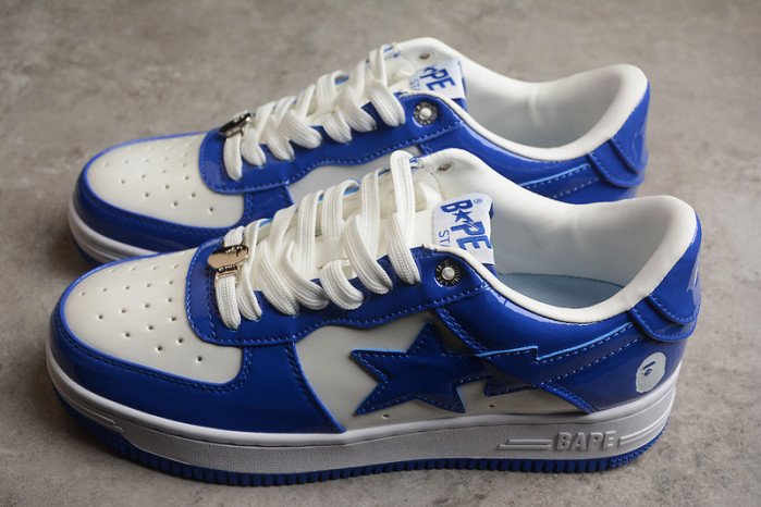 A Bathing Ape Bape Sta Patent Leather White Blue 1I70-191-022