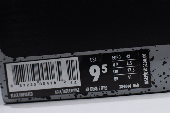 air jordan 6 retro black infrared 384664-060