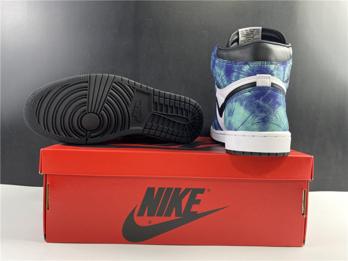 air jordan 1 tie-dye white black aurora green cd0461-100