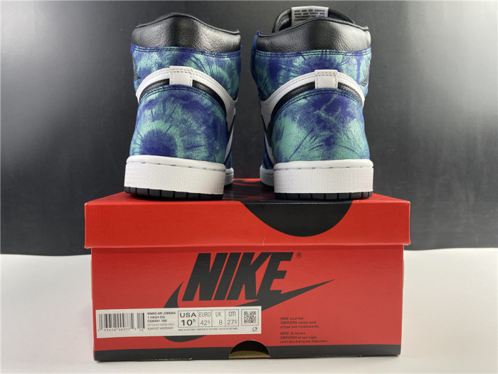 air jordan 1 tie-dye white black aurora green cd0461-100