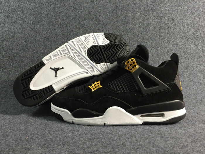 air jordan 4 “royalty” black/metallic gold-white mens 308497-032