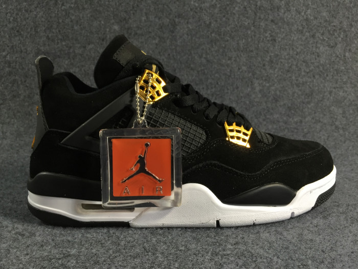 air jordan 4 “royalty” black/metallic gold-white mens 308497-032