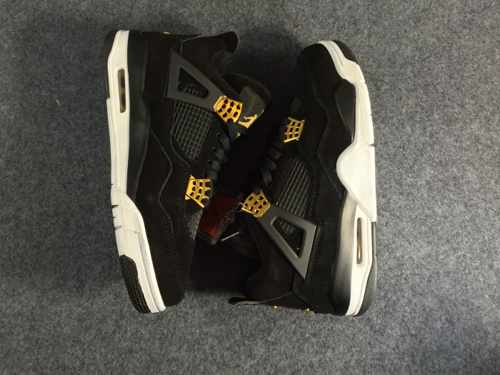 air jordan 4 “royalty” black/metallic gold-white mens 308497-032