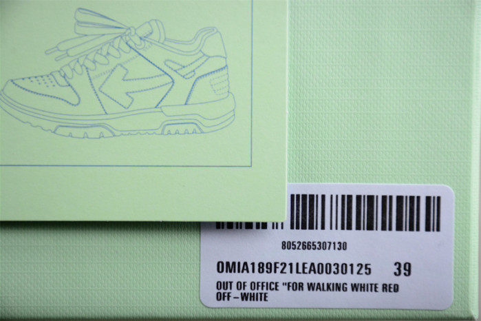 OW Out Of Office OOO Low Tops White Red OMIA189S23LEA0030125