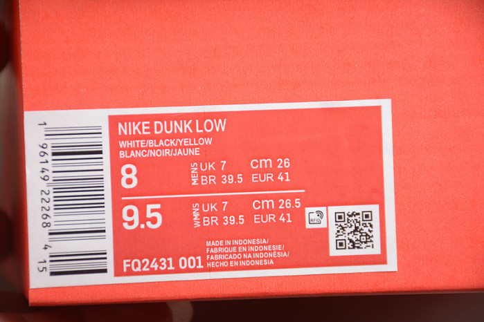 nike dunk low black yellow fq2431-001