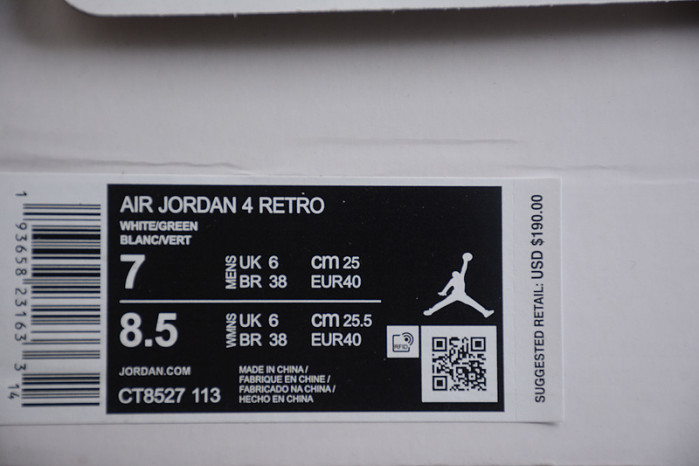 air jordan 4 retro metallic green ct8527-113
